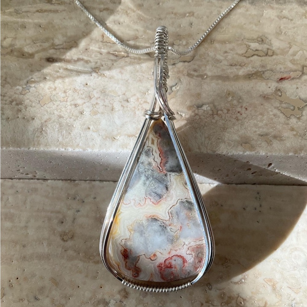 Sterling silver Crazy lace agate